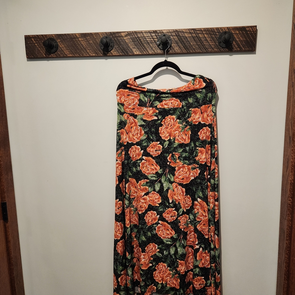 LuLaRoe Coral Rose Pattern Maxi A-Line Skirt